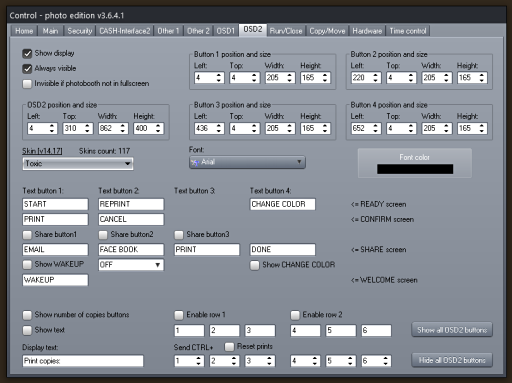 Photo booth cash control System - OSD2 Settings
